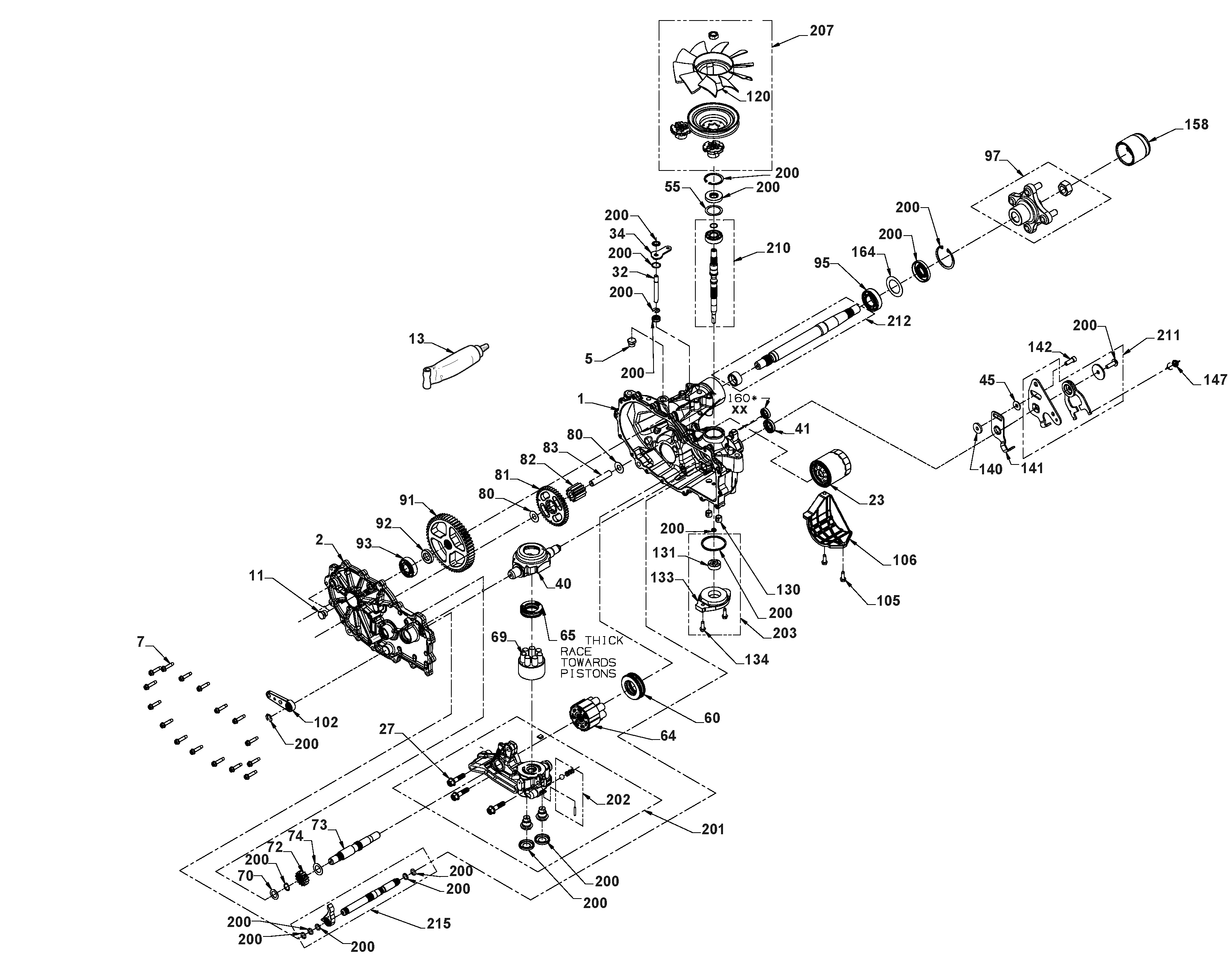 Stiga ZT 7132 T - Transaxle, Parte Dx, (Hydrogear ZT3100)