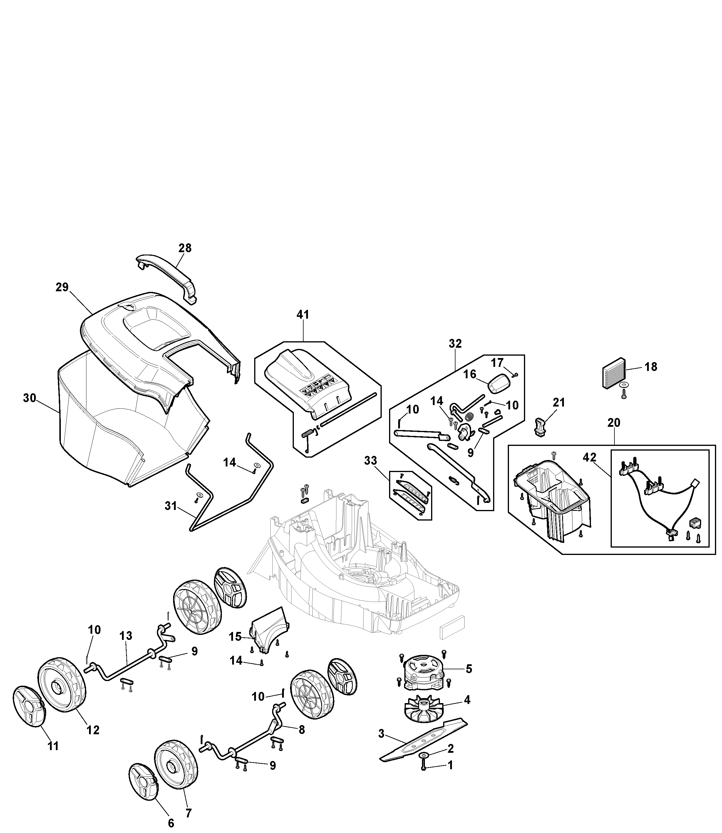 Stiga Collector 136e Kit - Wheels, Blade, Motor, Grasscatcher - 291342168/UKS Stiga Collector 136e Kit - Wheels, Blade, Motor, Grasscatcher - 291342168/UKS