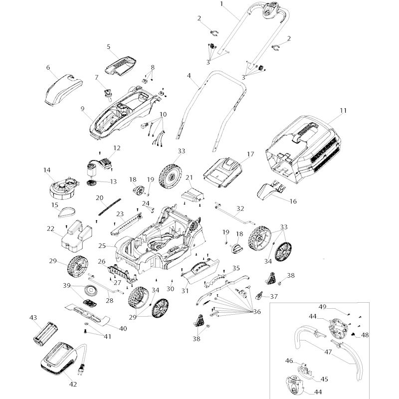 Flymo Mighti-Mo 300Li 967103501 Spares