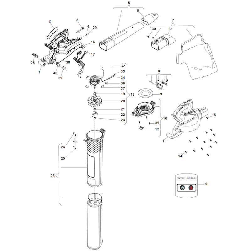 Mountfield MBV48Li 275011003--M15 Spares