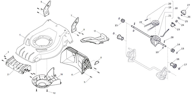 Mountfield S42PDLI Lawnmower Chassis Spare Parts 295432003/M16