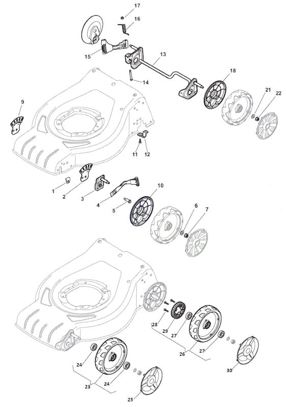 Mountfield S42PDLI Lawnmower Wheel Suspension Spare Parts 295432003/M16