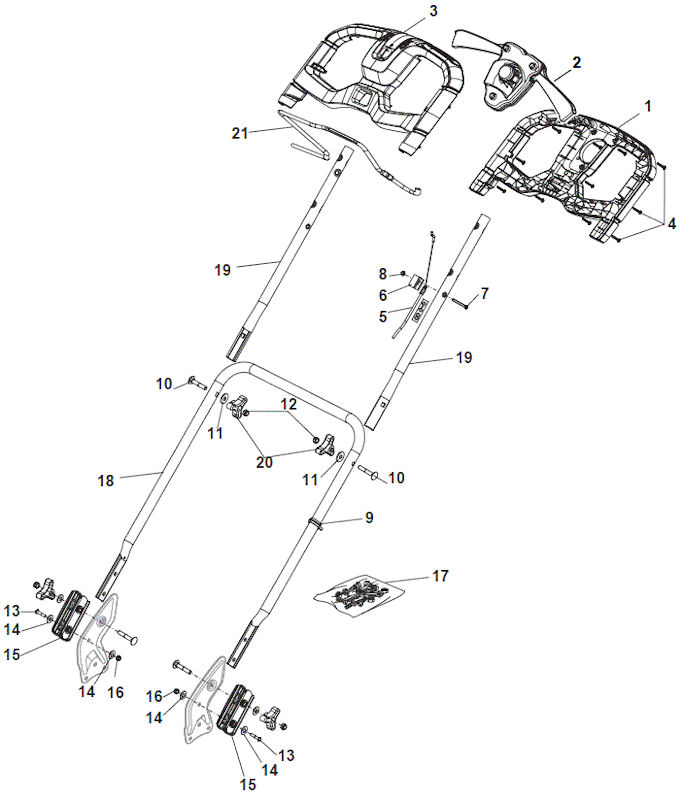 Mountfield S42PDLI Lawnmower Handle Assembly Spare Parts 295432003/M16