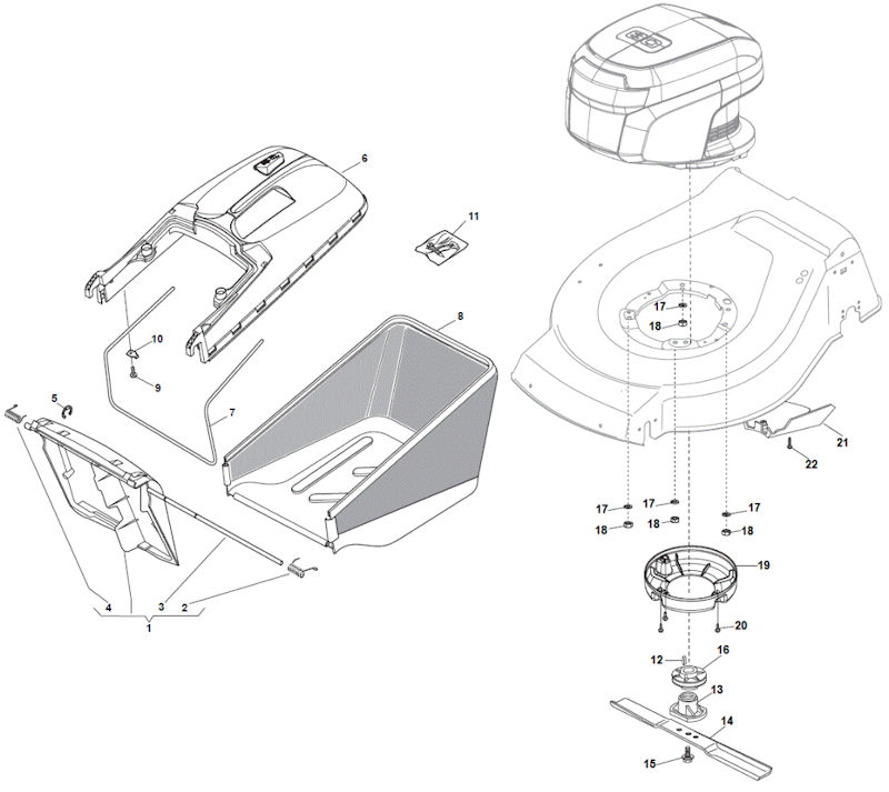 Mountfield S42RPDLI Lawnmower Grasscatcher Spare Parts 299439003/M16