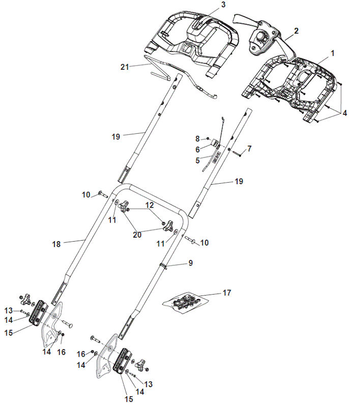 Mountfield S46PDLI Lawnmower Handle Assembly Spare Parts 295486003/M16