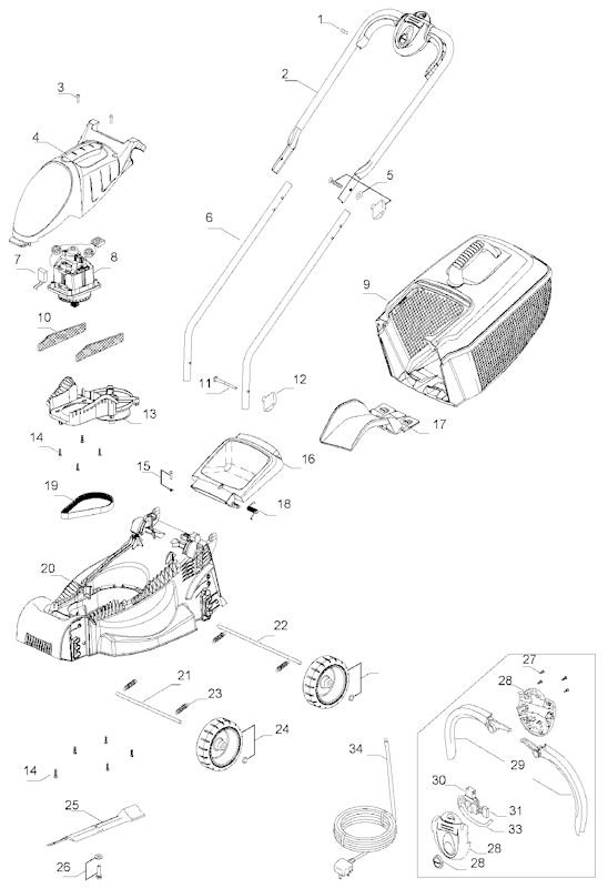 Flymo RE320 966516501 Spares