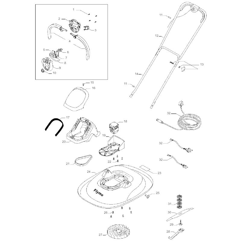 Flymo Turbo Lite 350 966848701 Spares