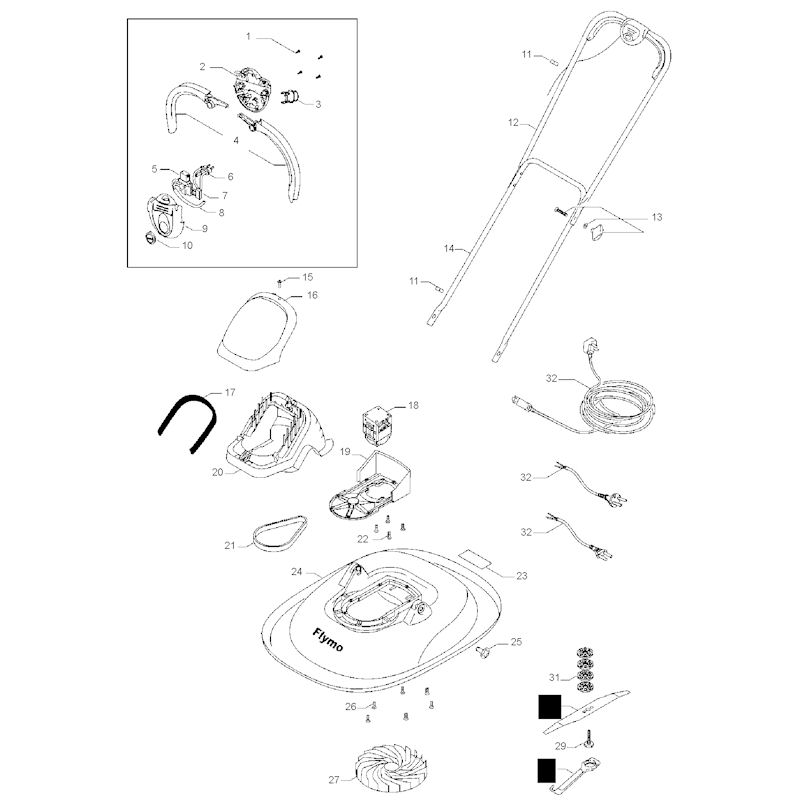 Flymo Turbo Lite 400 966848801 Spares